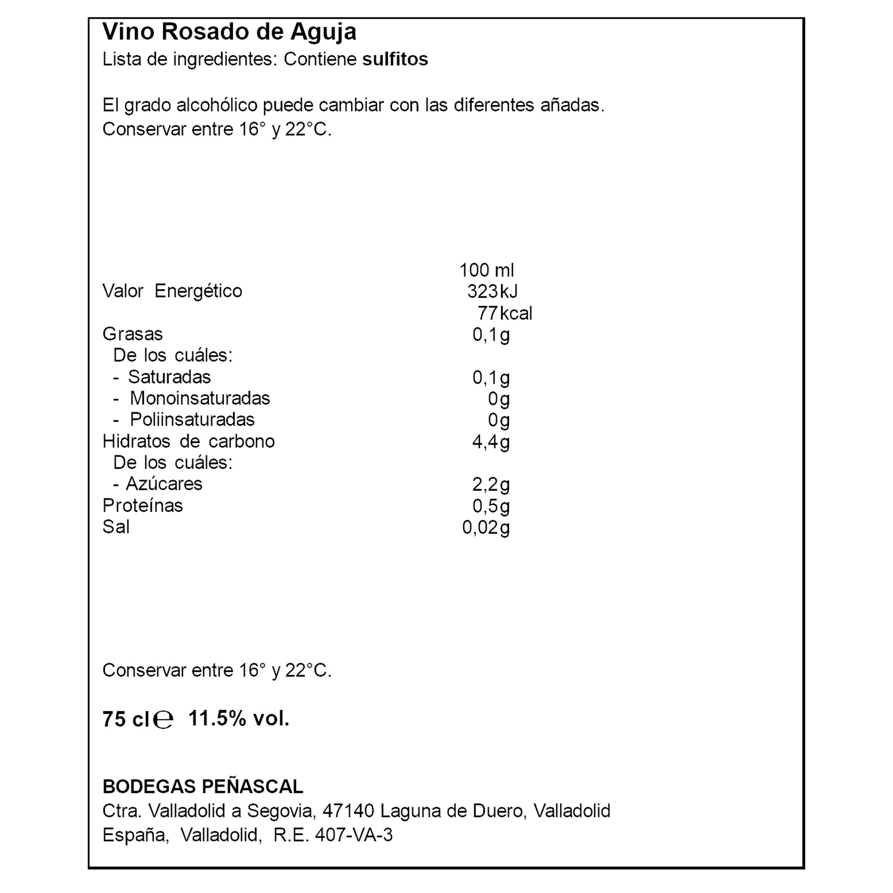 VINO ROSADO  PEÑASCAL 750ML