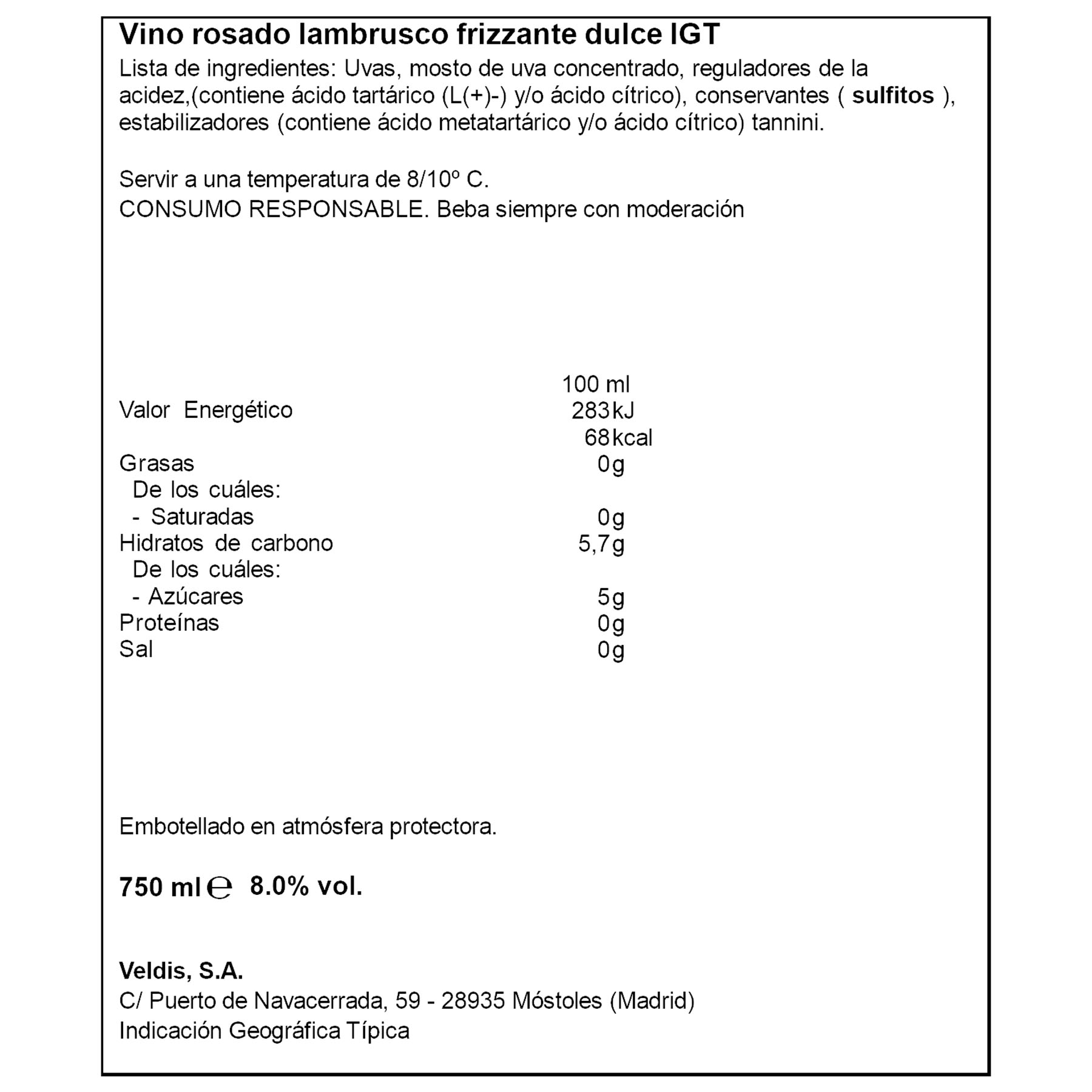 VINO ROSADO LAMBRUSCO MEDICI 750ML