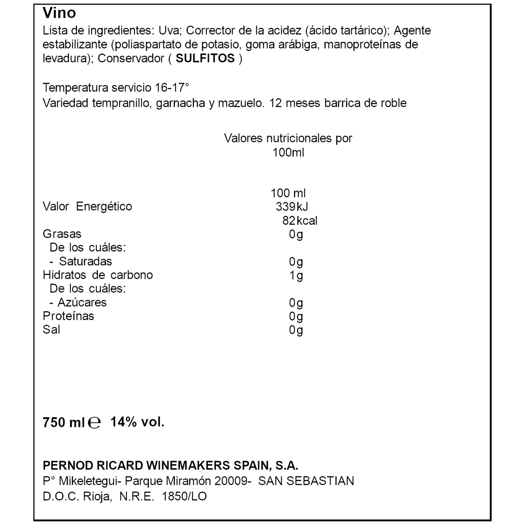 VINO TINTO RIOJA CRIANZA CAMPOVIEJO 750ML