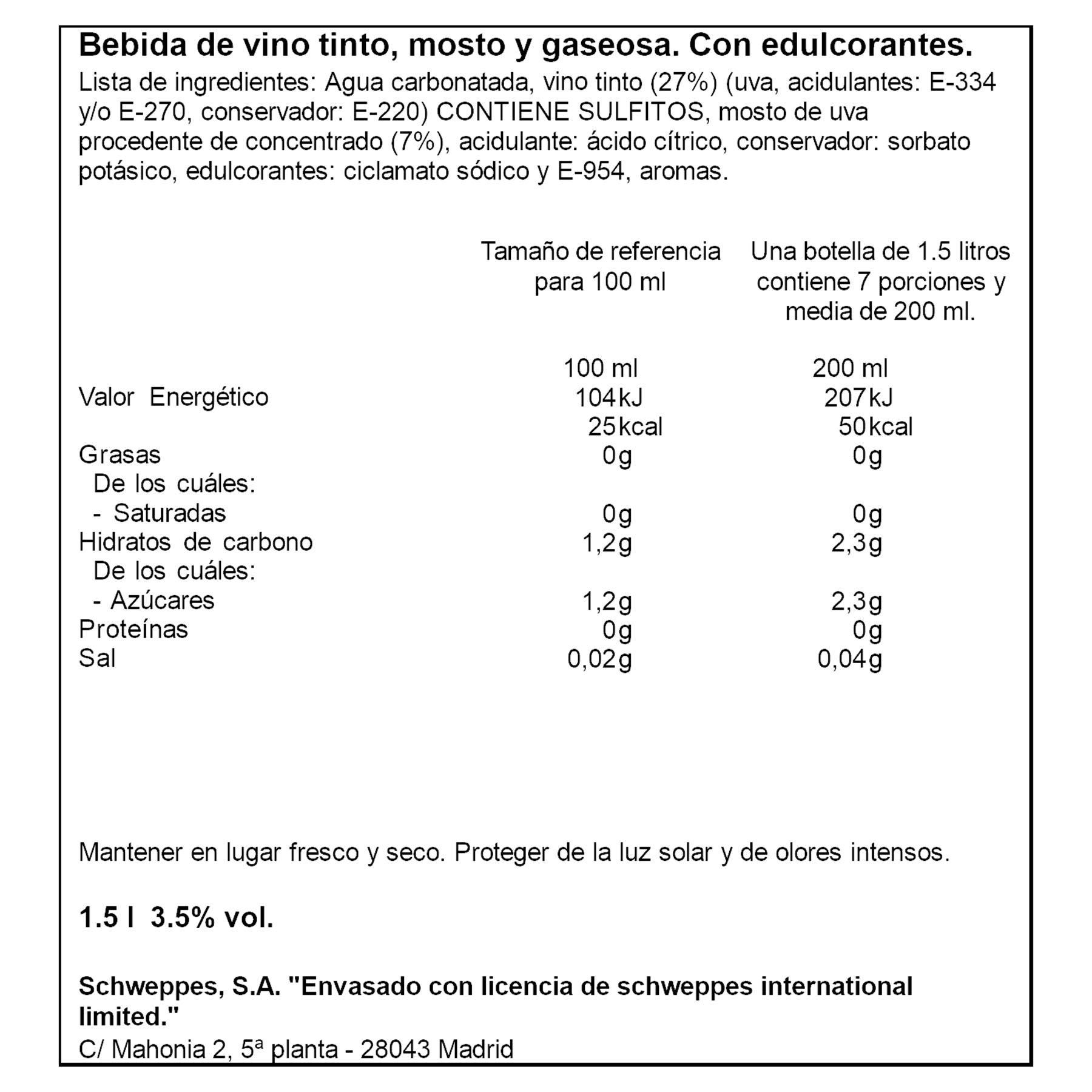 TINTO VERANO  LA CASERA  1.5L