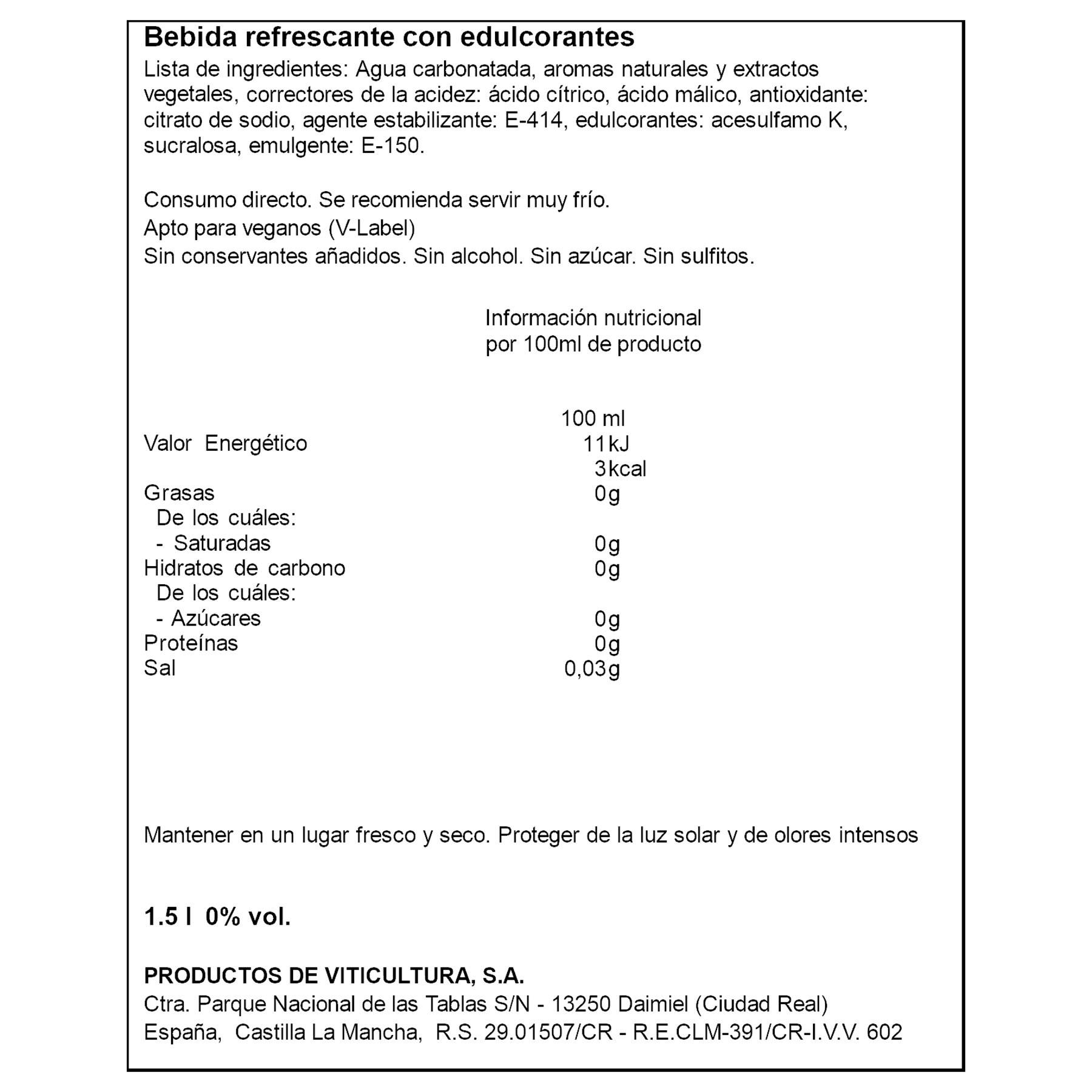 TINTO VERANO LIMON S/ALCOH+ S/AZUC SANDEVID 1,5L
