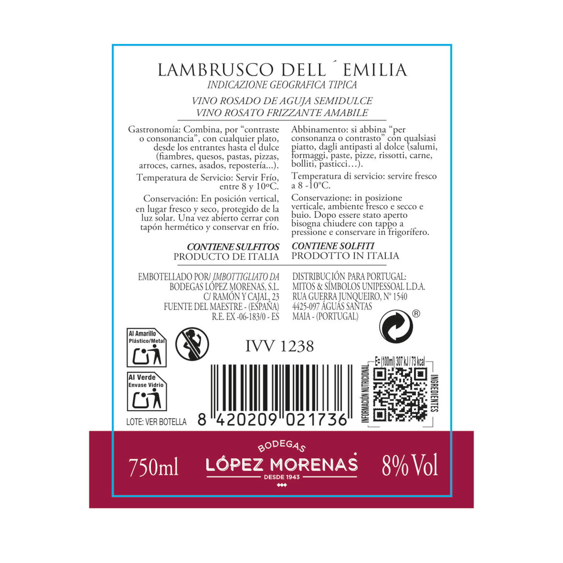 VINO ROSADO LAMBRUSCO PICOLO NAPOLI 750ML