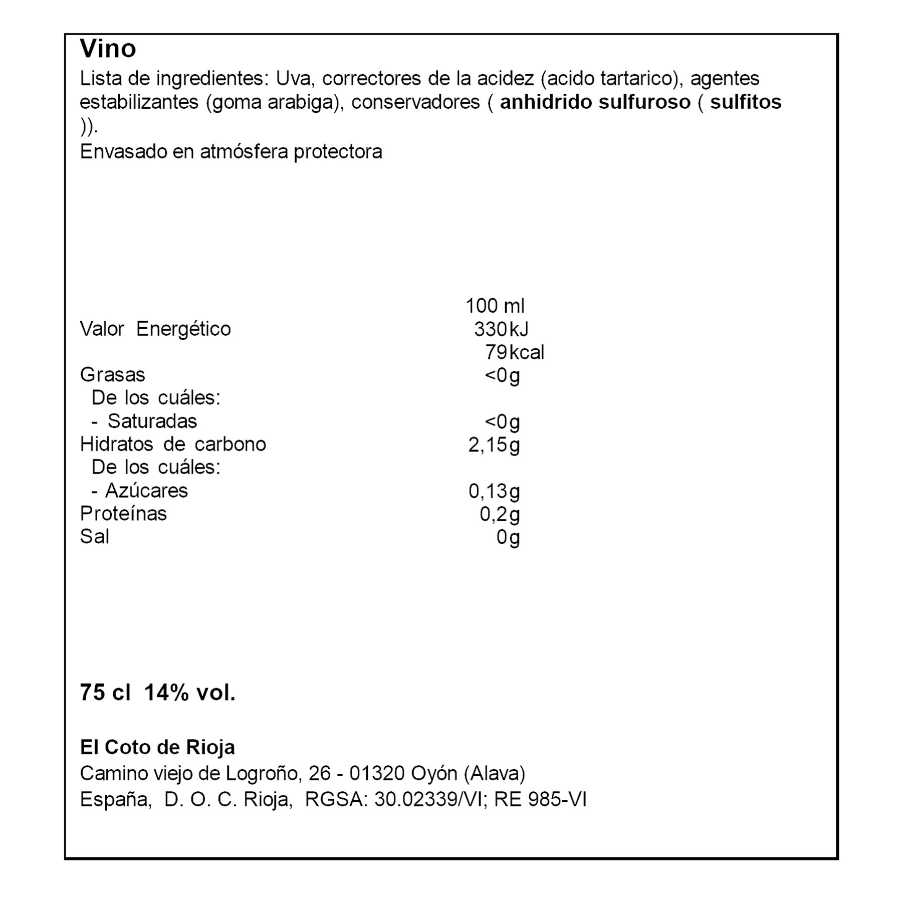 VINO TINTO RESERVA D.O RIOJA COTO DE IMAZ 750ML