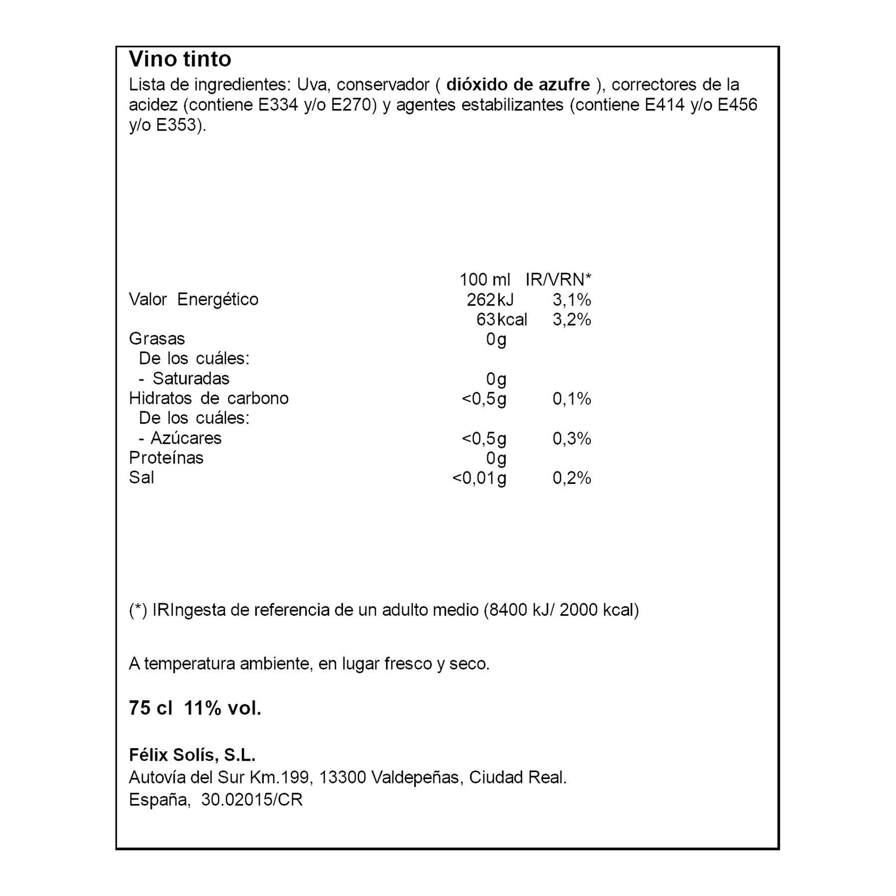 VINO TINTO JOVEN TIERRA IFA ELIGES 750ML