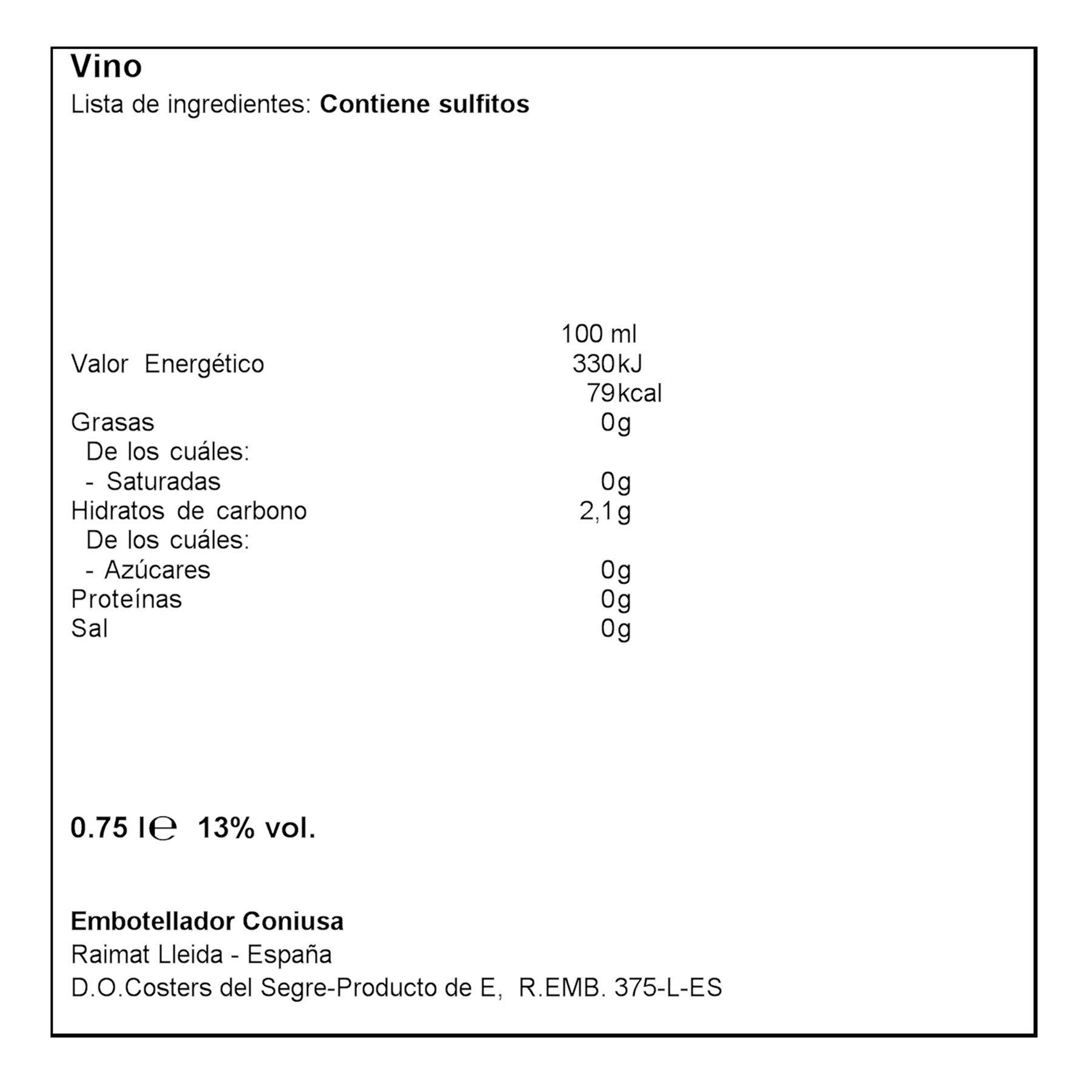 VINO BLANCO GODELLO RAIMAT 750ML