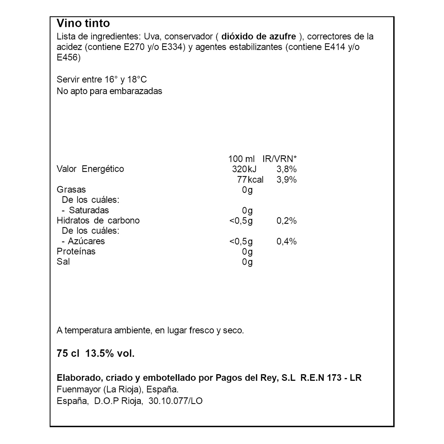 VINO TINTO RESERVA D.O RIOJA CONDE DE BASALU 75CL