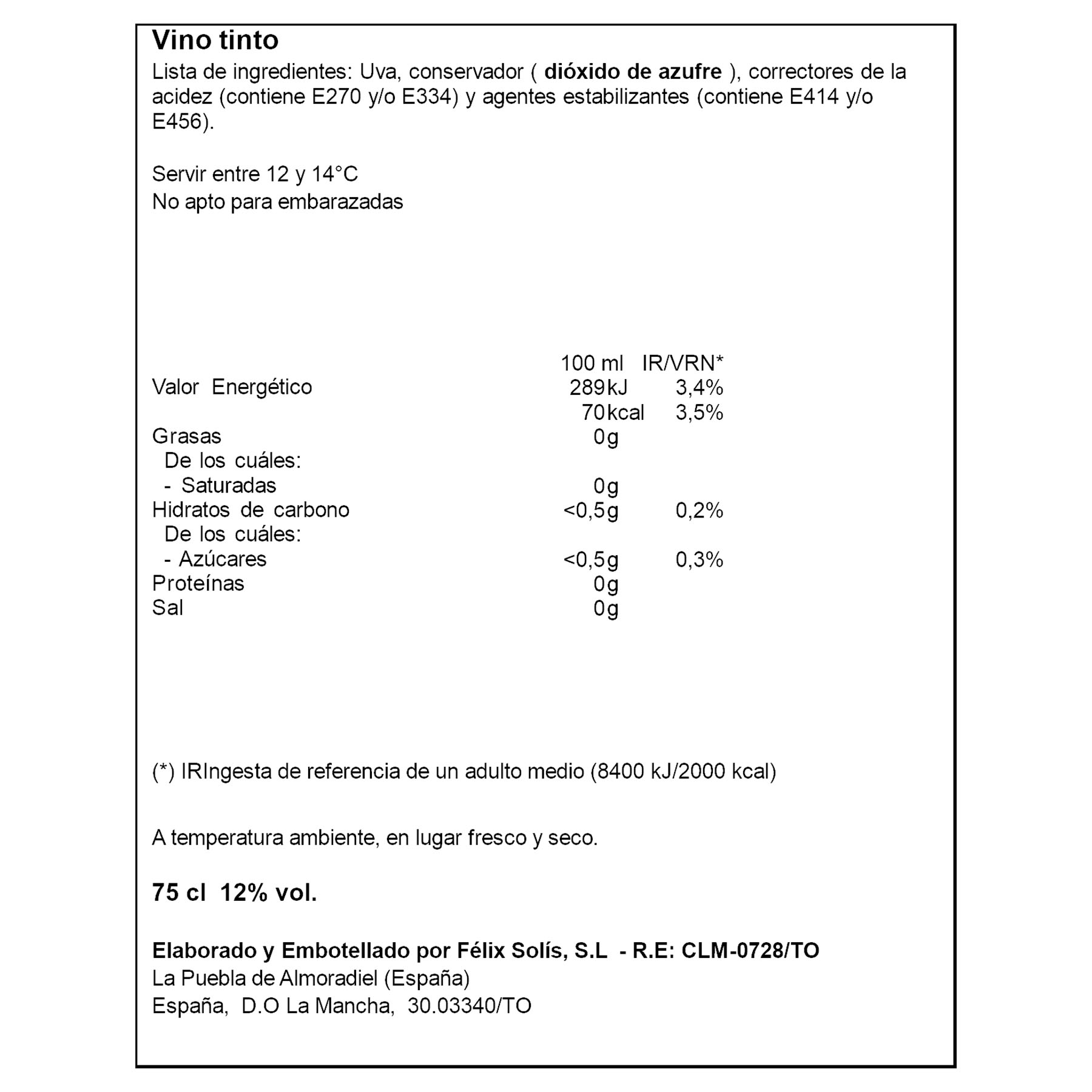VINO TINTO JOVEN D.O MANCHA VIÑA CANCEL 75CL
