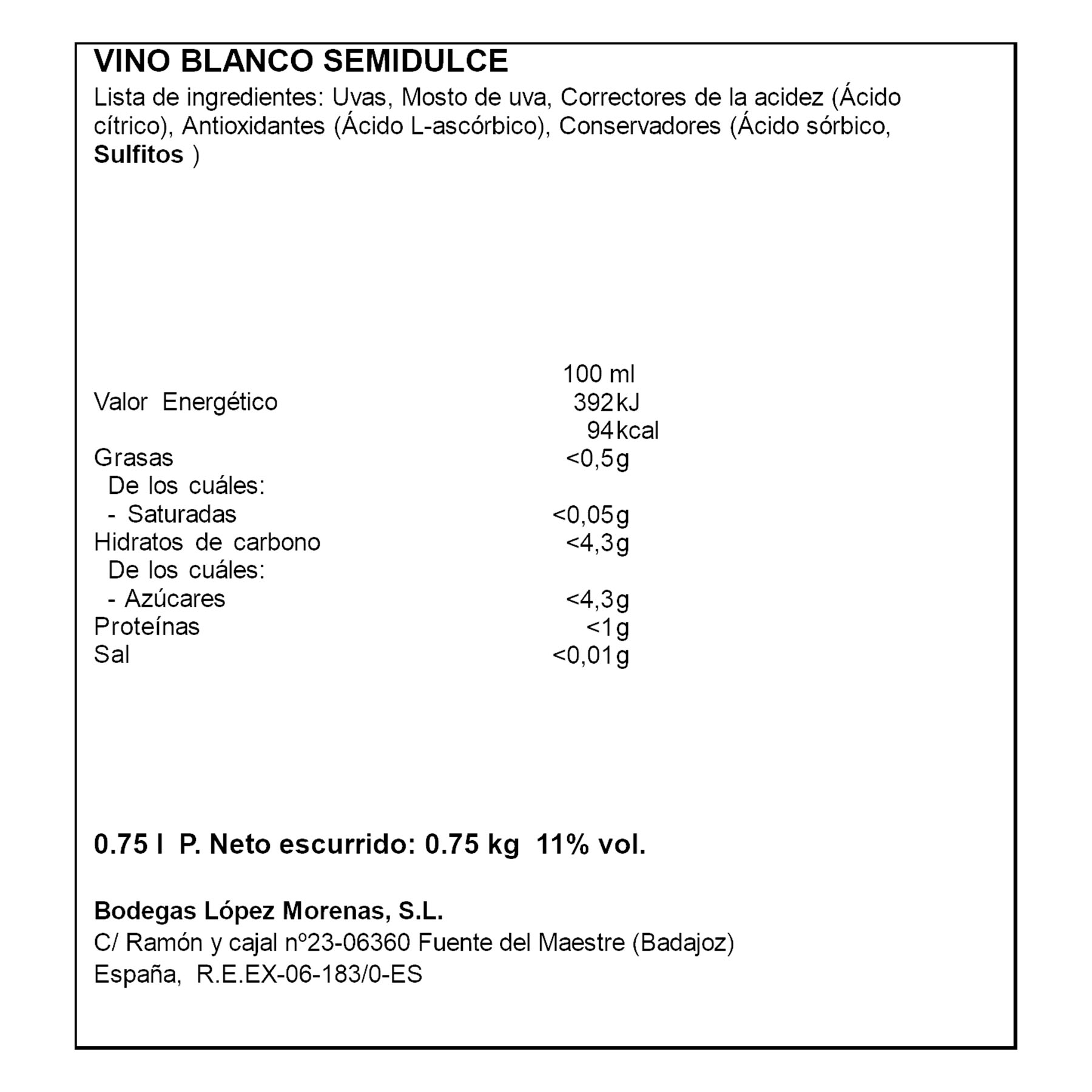VINO BLANCO SEMIDULCE FRESKITO GRAN DUQUE 75CL