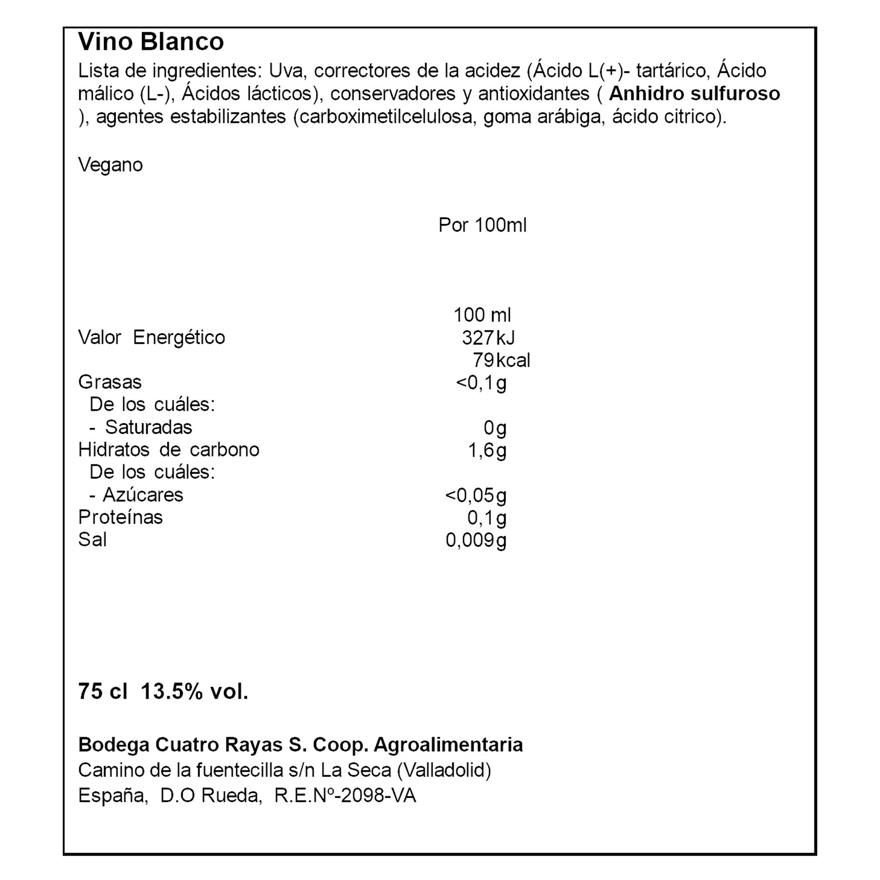 VINO BLANCO VERDEJO DO RUEDA LAGARTIJO 75CL