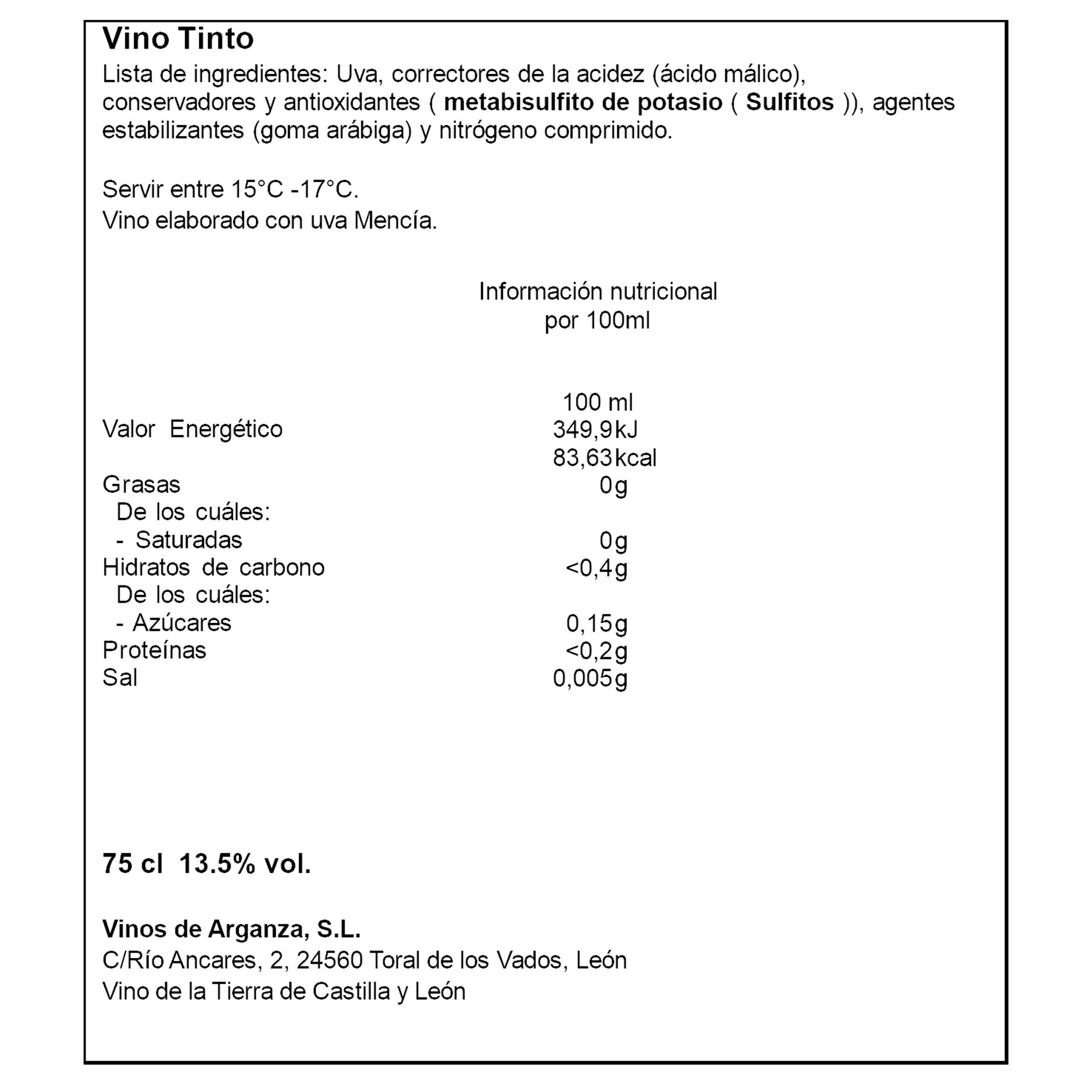 VINO TINTO MENCIA IGP CAST Y LEON FLAVIUM 75CL