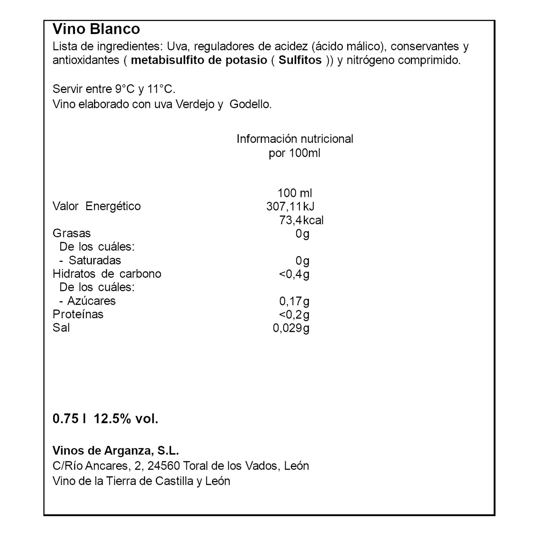 VINO BLANCO VERDEJO GODELLO FLAVIUM 75CL