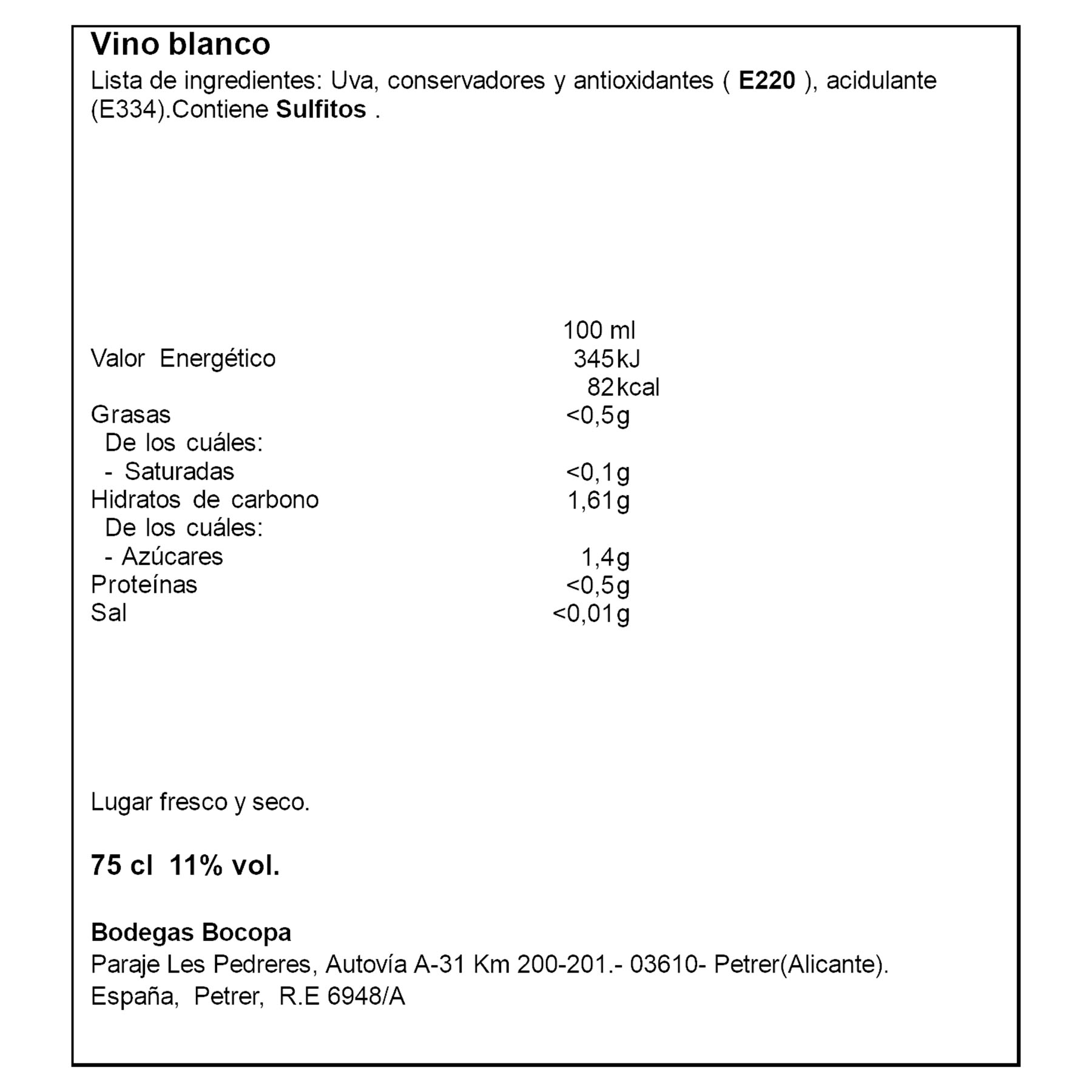 VINO BLANCO MOSCATEL MARINA ALTA 75CL