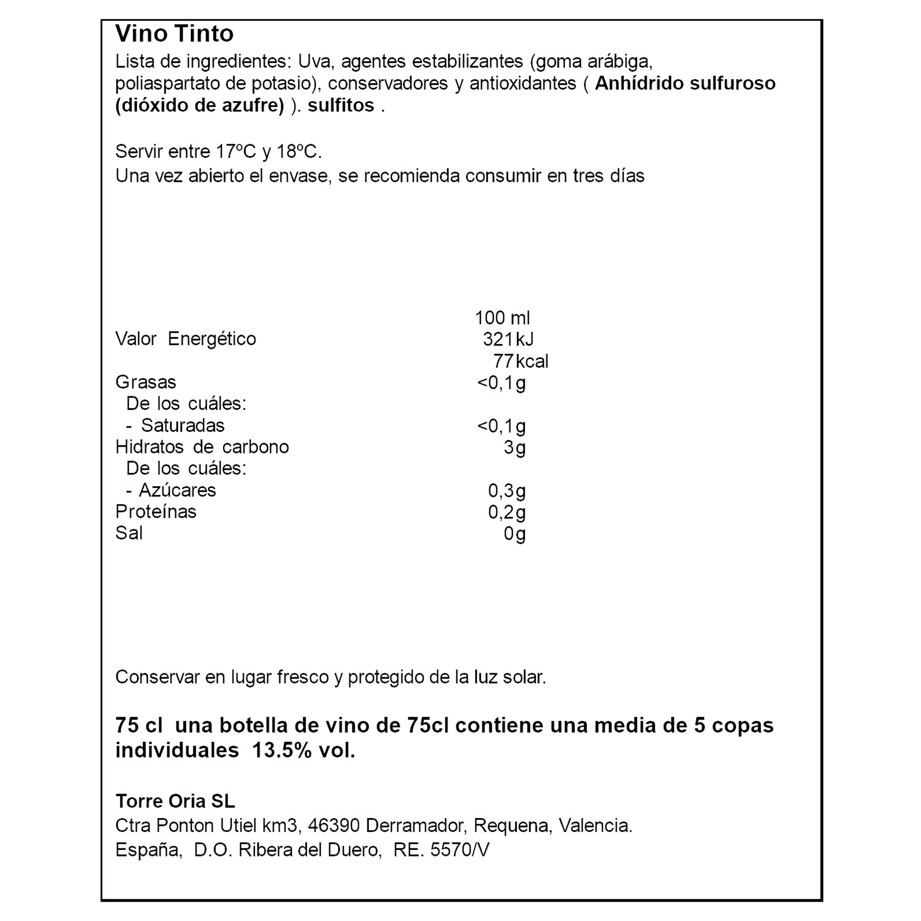 VINO TINTO D.O RIBERA DEL DUERO DESPECHO 75CL