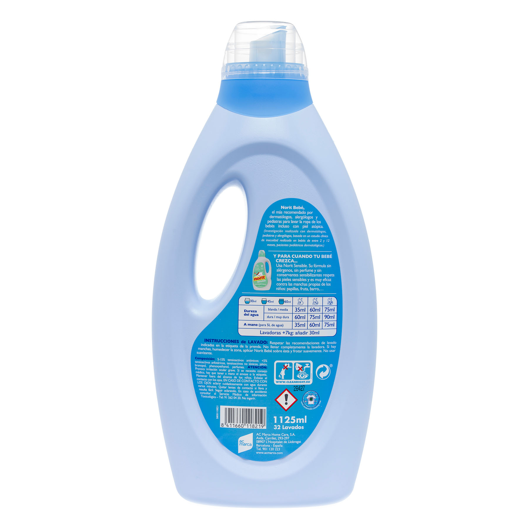 DETERGENTE ROPA DELICADAS BEBÉ NORIT 1.125L