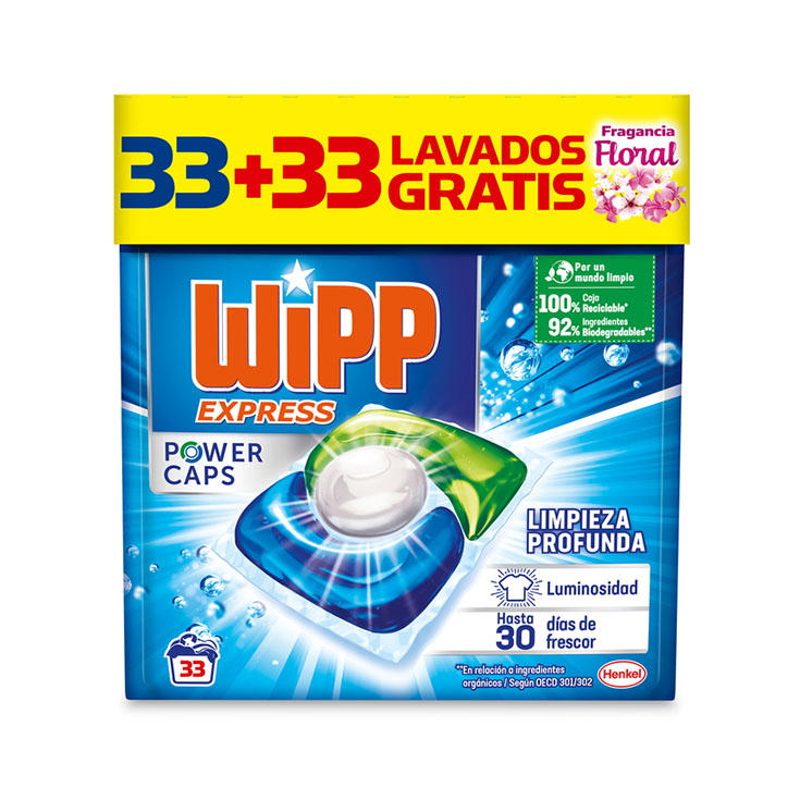 DETERGENTE CAPSULAS POWER WIPP 33D+33D GRATIS