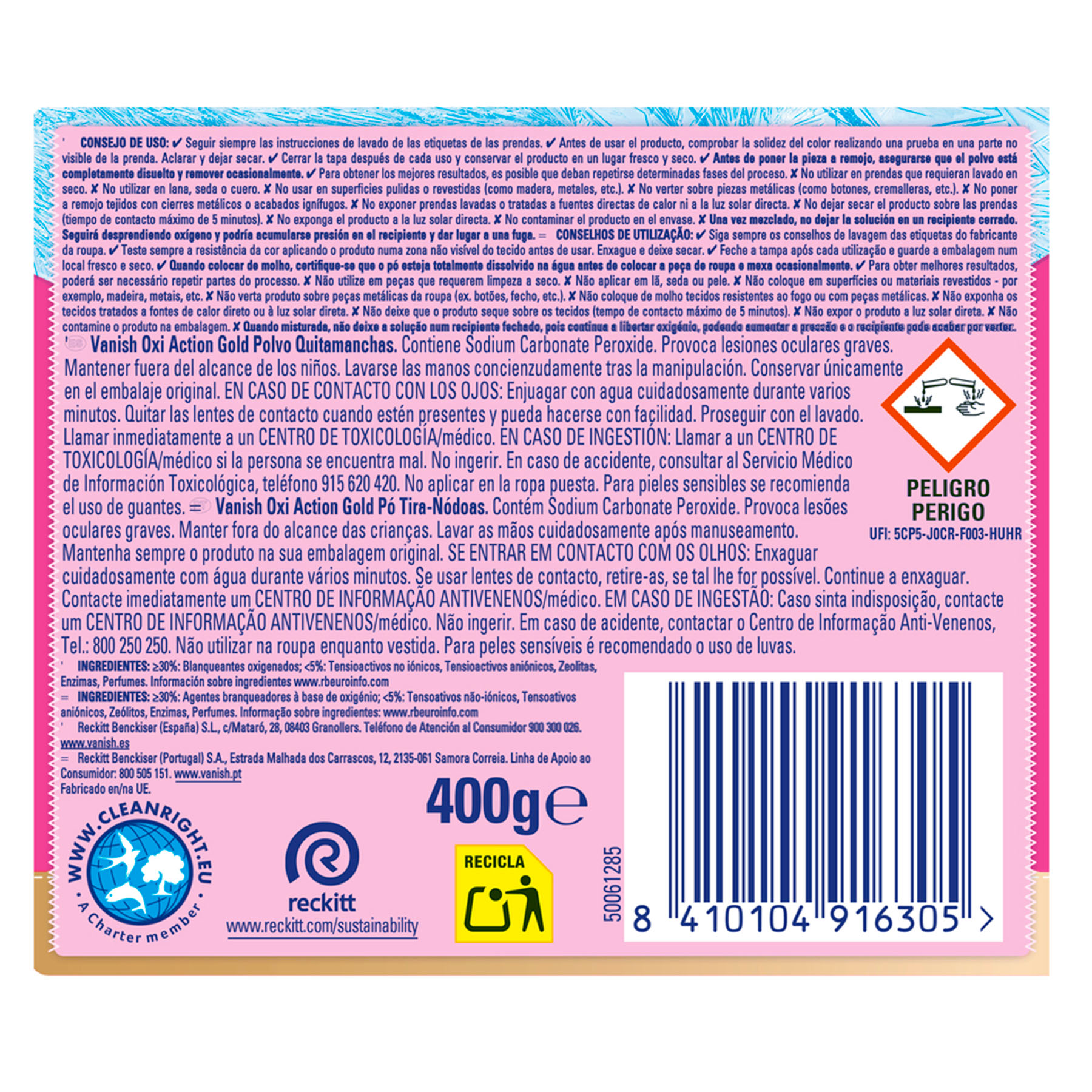 QUITAMANCHAS GOLD POLVO PINK VANISH 400G