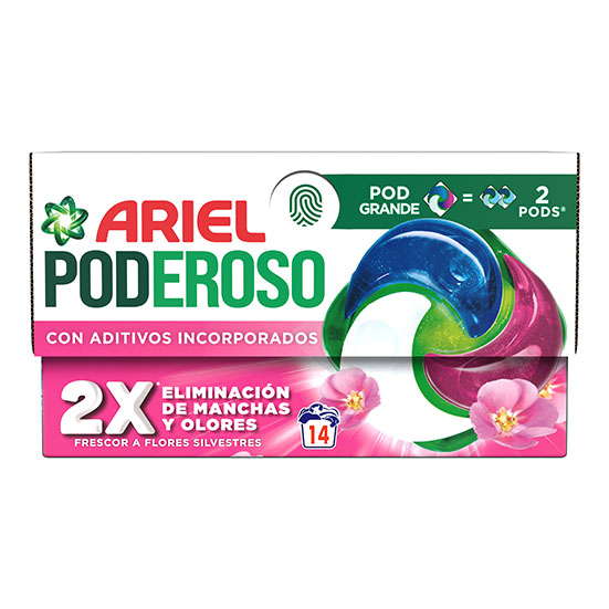Detergente cápsulas poderoso sensaciones Ariel 14d