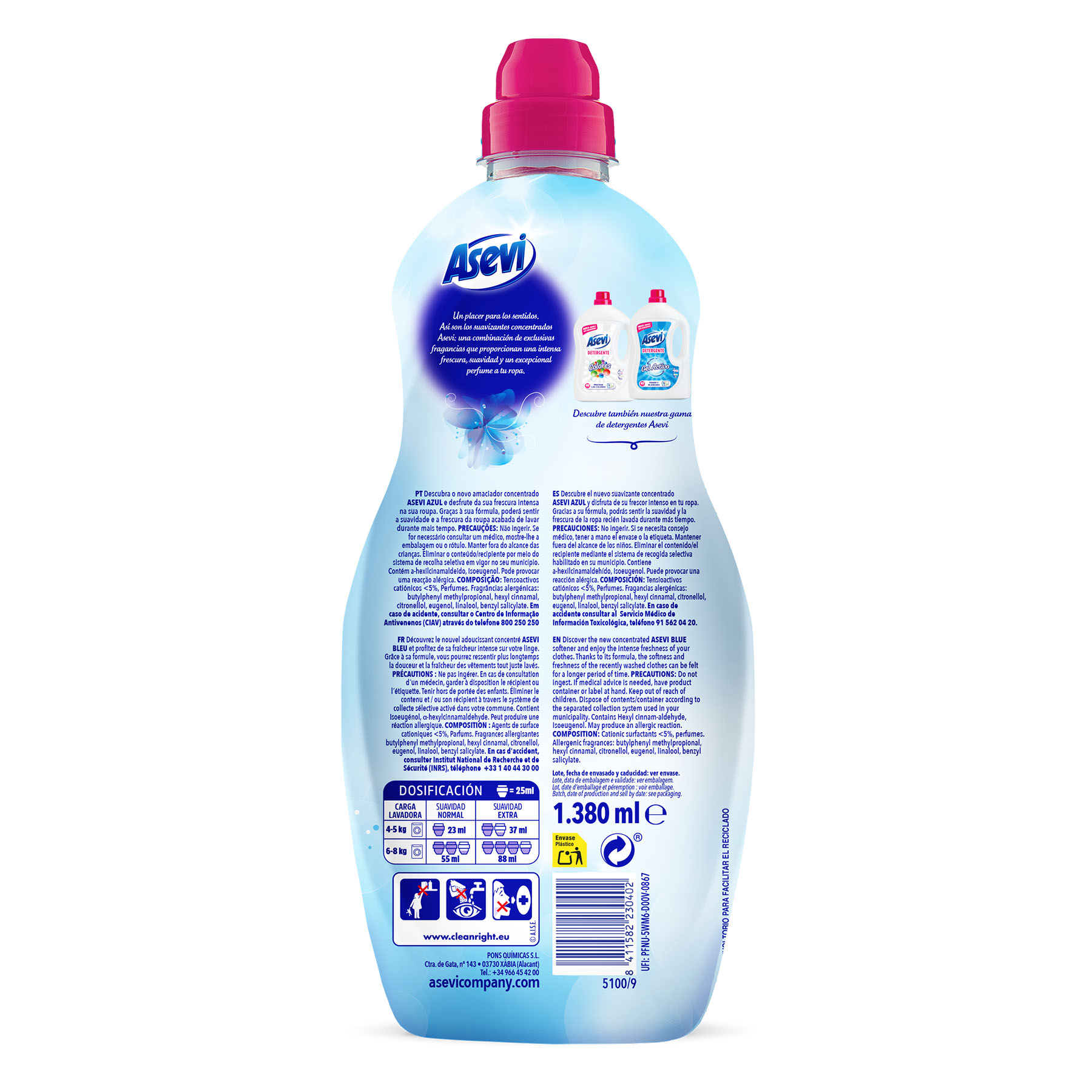 SUAVIZANTE CONCENTRADO AZUL ASEVI 60D