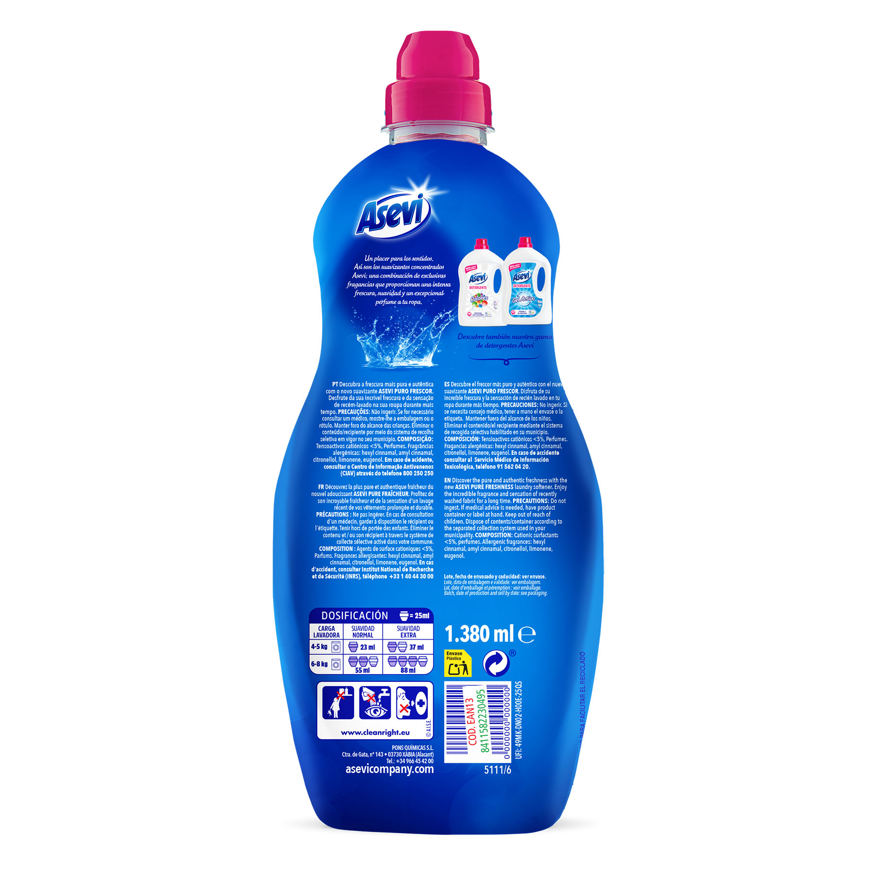 SUAVIZANTE CONCENTRADO PURO FRESCOR ASEVI 60D