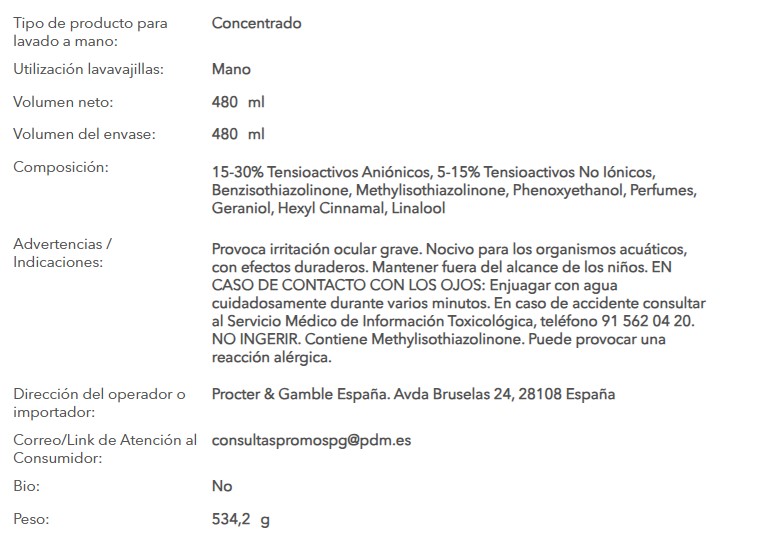 LAVAVAJILLA CONCENTRADO ORIGINAL FAIRY 480ML