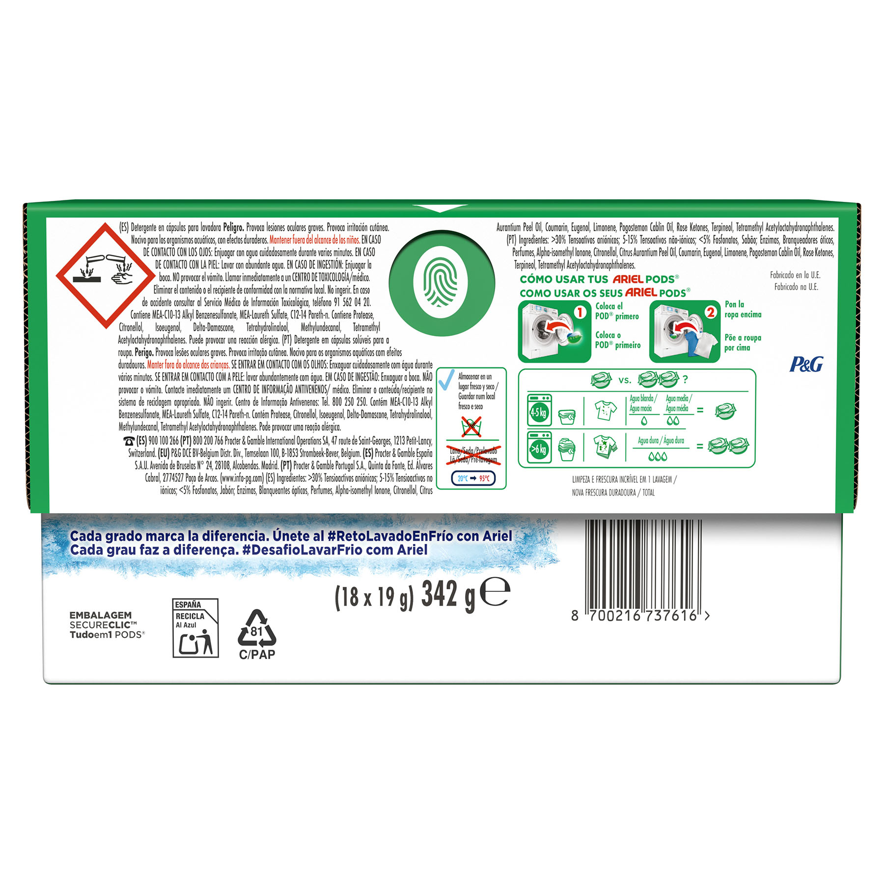 DETERGENTE CÁPSULAS PODS ARIEL 18D
