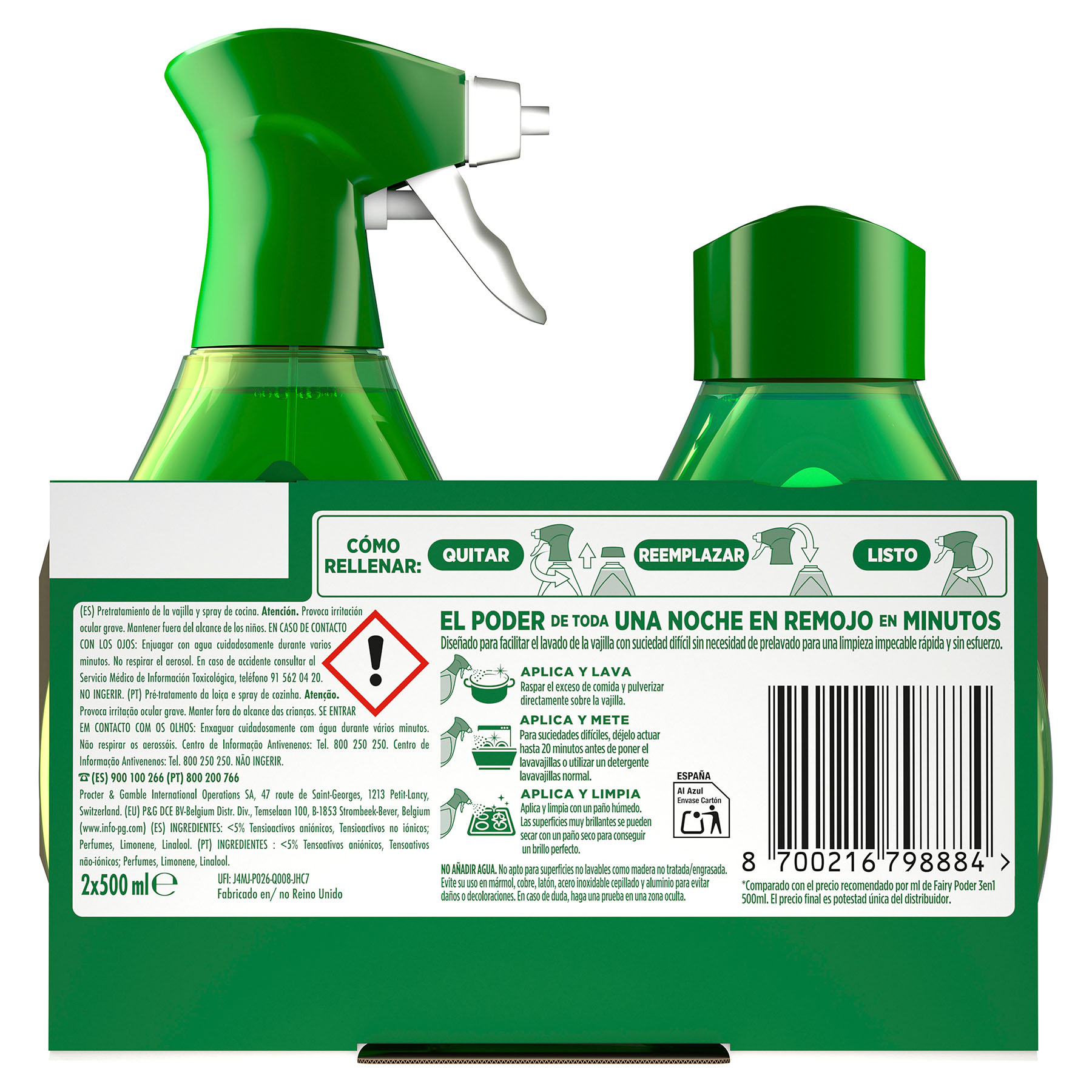 SPRAY LIMON + RECARGA FAIRY 1000ML