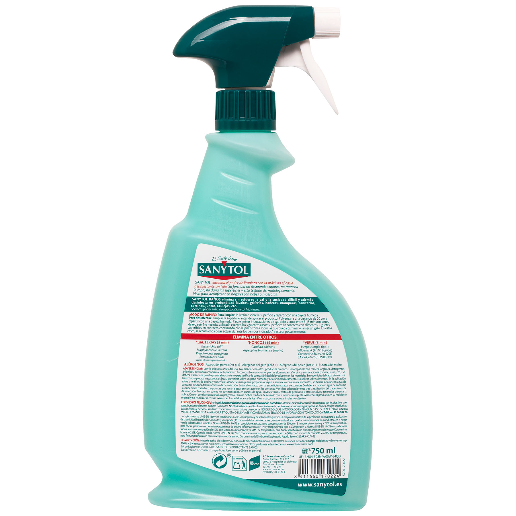 LIMPIADOR BAÑO PISTOLA SANYTOL 750ML