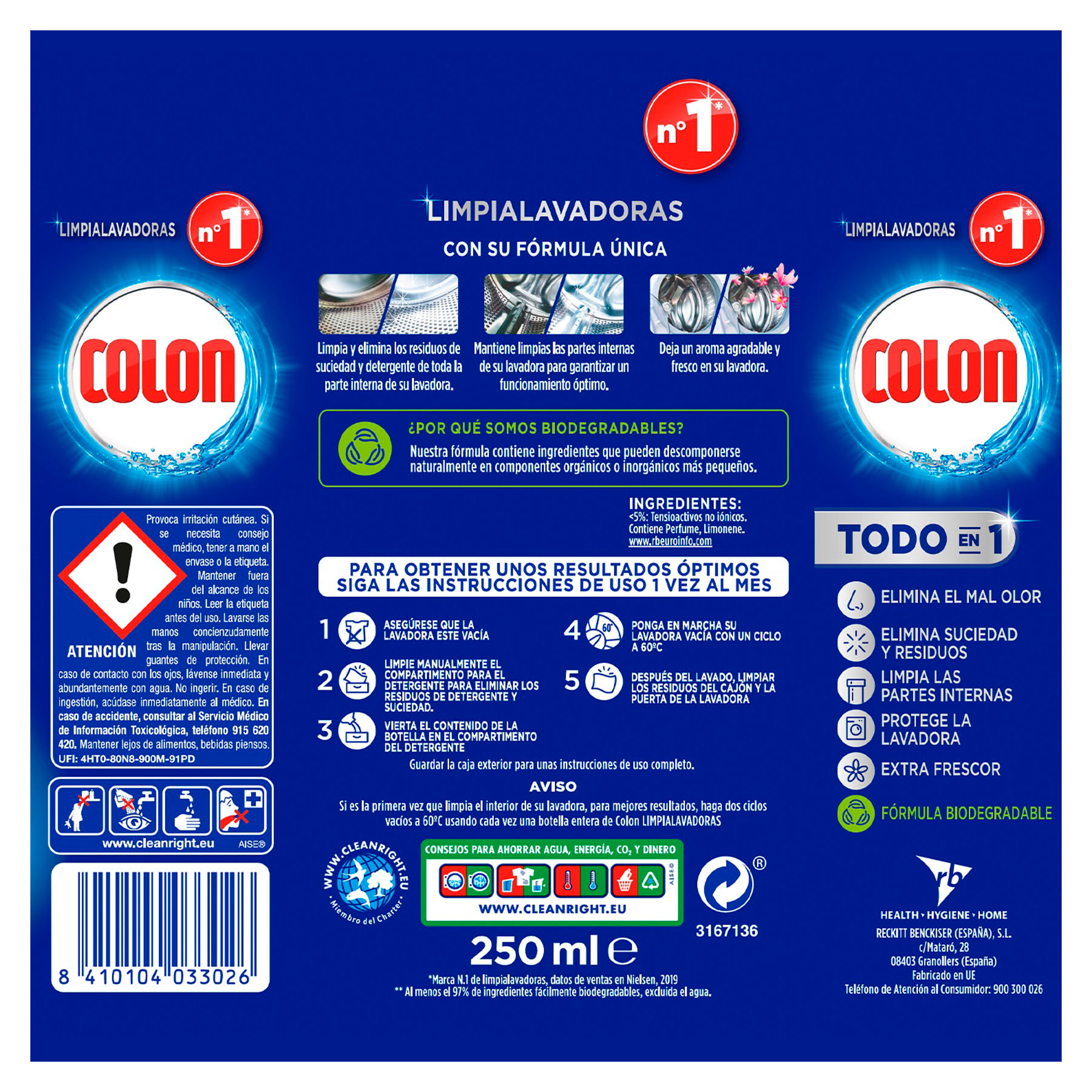 LIMPIAMAQUINAS LAVADORA COLON 250ML