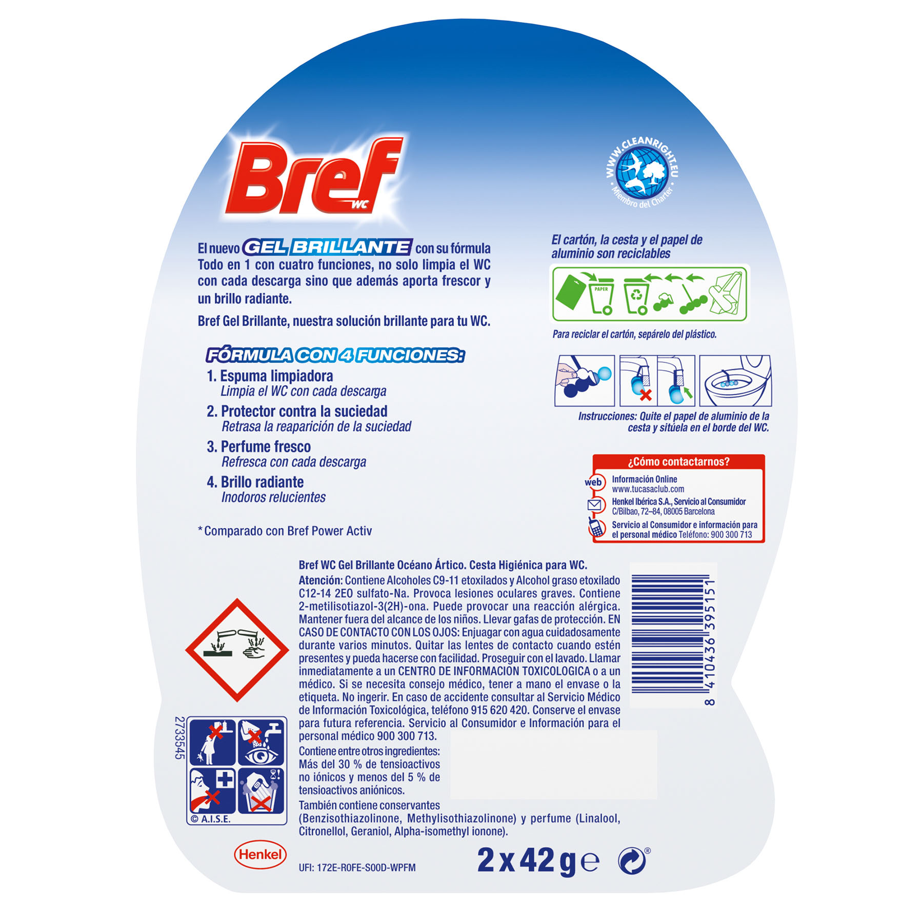 LIMPIADOR GEL  WC OCEANO BREF 2U