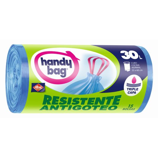 Handy Bag Bolsas de Basura 30L, No Gotean, 15 uds : : Salud y  cuidado personal