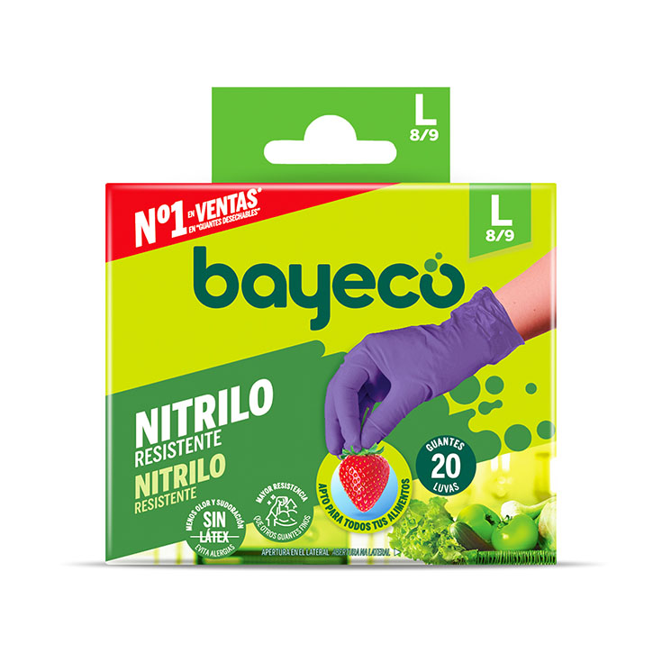 GUANTE NITRILO MORADO TL BAYECO 20U