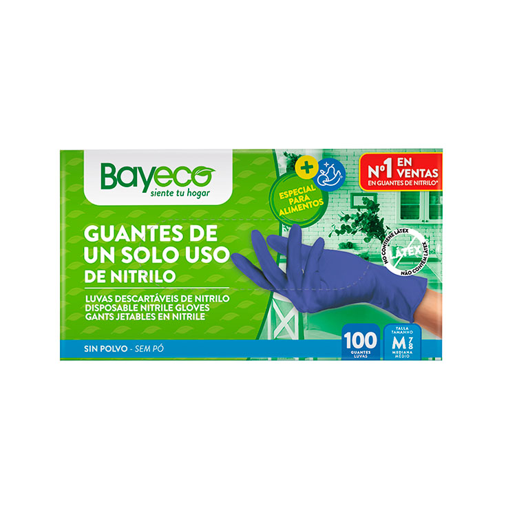 GUANTES MULTI NITRILO TALLA M BAYECO 100U