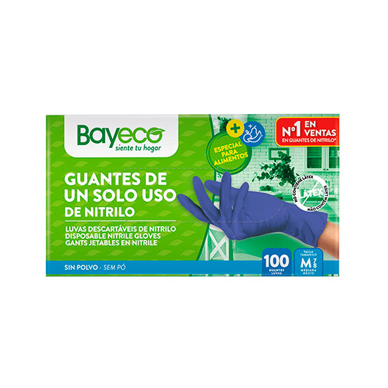GUANTES MULTI NITRILO TALLA M BAYECO 100U