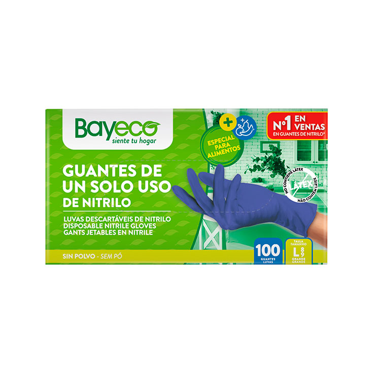 GUANTES MULTI NITRILO AZUL TL BAYECO 100U