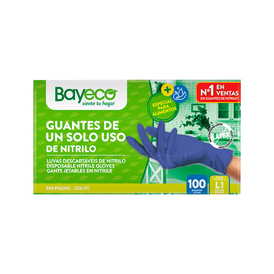 GUANTES MULTI NITRILO AZUL TL BAYECO 100U