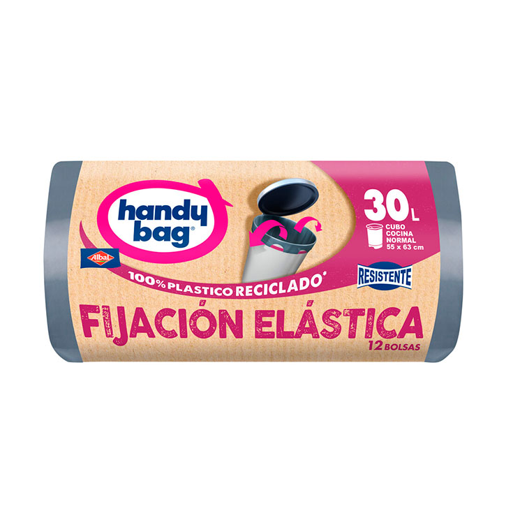 BOLSA BASURA FIJACION ELASTICA 30L HANDY BAG 12U