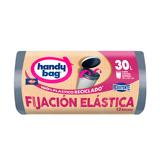 BOLSA BASURA FIJACION ELASTICA 30L HANDY BAG 12U