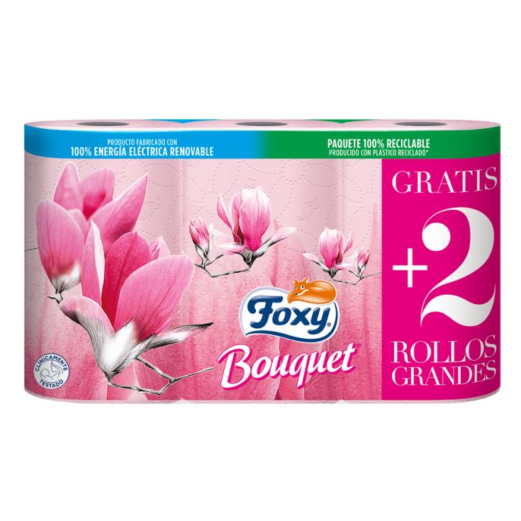 PAPEL HIGIENICO BOUQUET ROSA 3 CAPAS FOXY 4+2 U