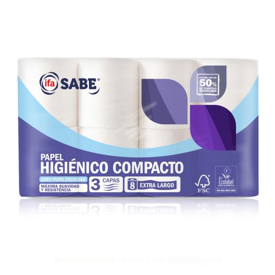 PAPEL HIGIENICO BLANCO IFA SABE 3C.8ROLLOS