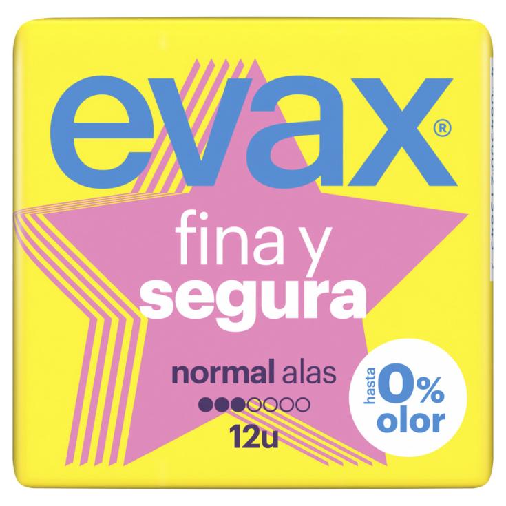 COMPRESA NORMAL ALAS FINA Y SEGURA EVAX 12U