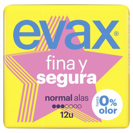 COMPRESA NORMAL ALAS FINA Y SEGURA EVAX 12U