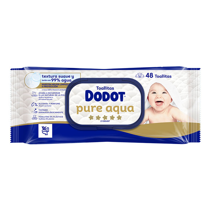 TOALLITA HÚMEDA AQUA PLASTIC FREE DODOT 48U