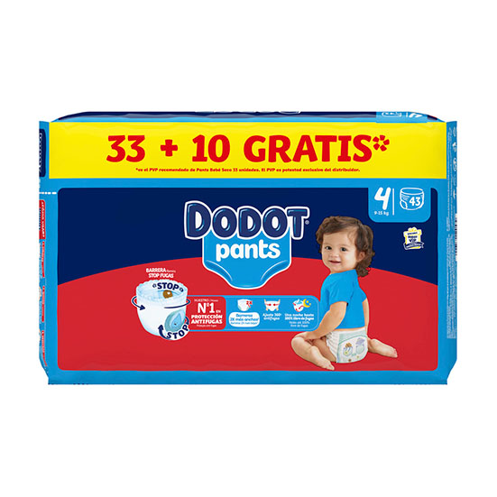 PAÑAL BRAGUITA T4 9-15KG DODOT 33+10GRATIS