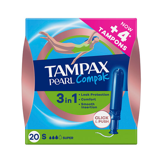 TAMPÓN COMPAK PEARL  SUPER TAMPAX  20U