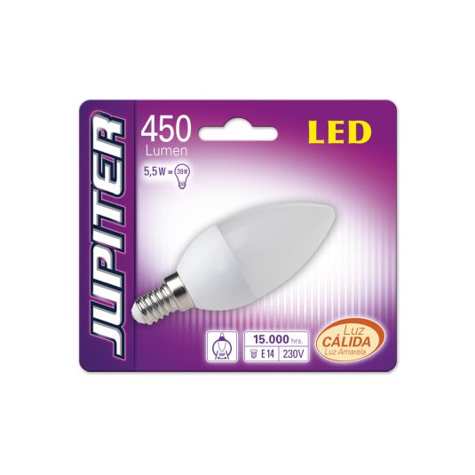 BOMBILLA LED LUZ CÁLIDA 5.5W JUPITER E14 CEGASA 1U