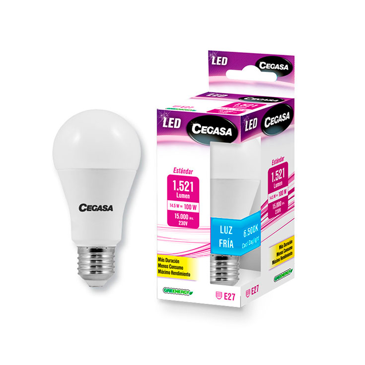 BOMBILLA LED ESTÁNDAR 14.5W E27 1521LM LUZ FRIA CEGASA 1U