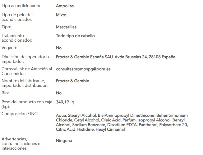 AMPOLLAS SUAVE Y LISO PANTENE P3 45ML