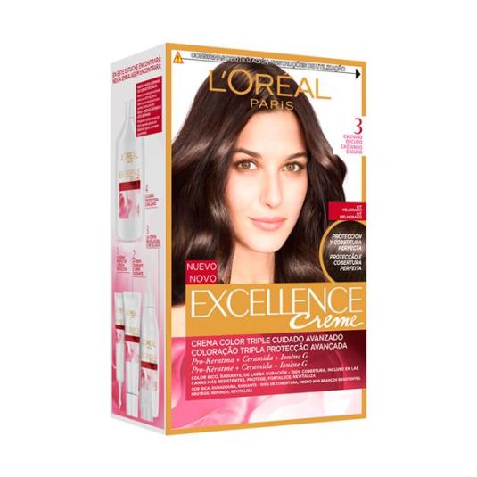TINTE CASTAÑO OSCURO 3 EXCELLENCE L´OREAL 1U