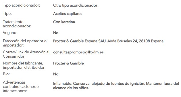 TRATAMIENTO ACEITE ARGAN REPARA & PROTEGE PANTENE 100ML