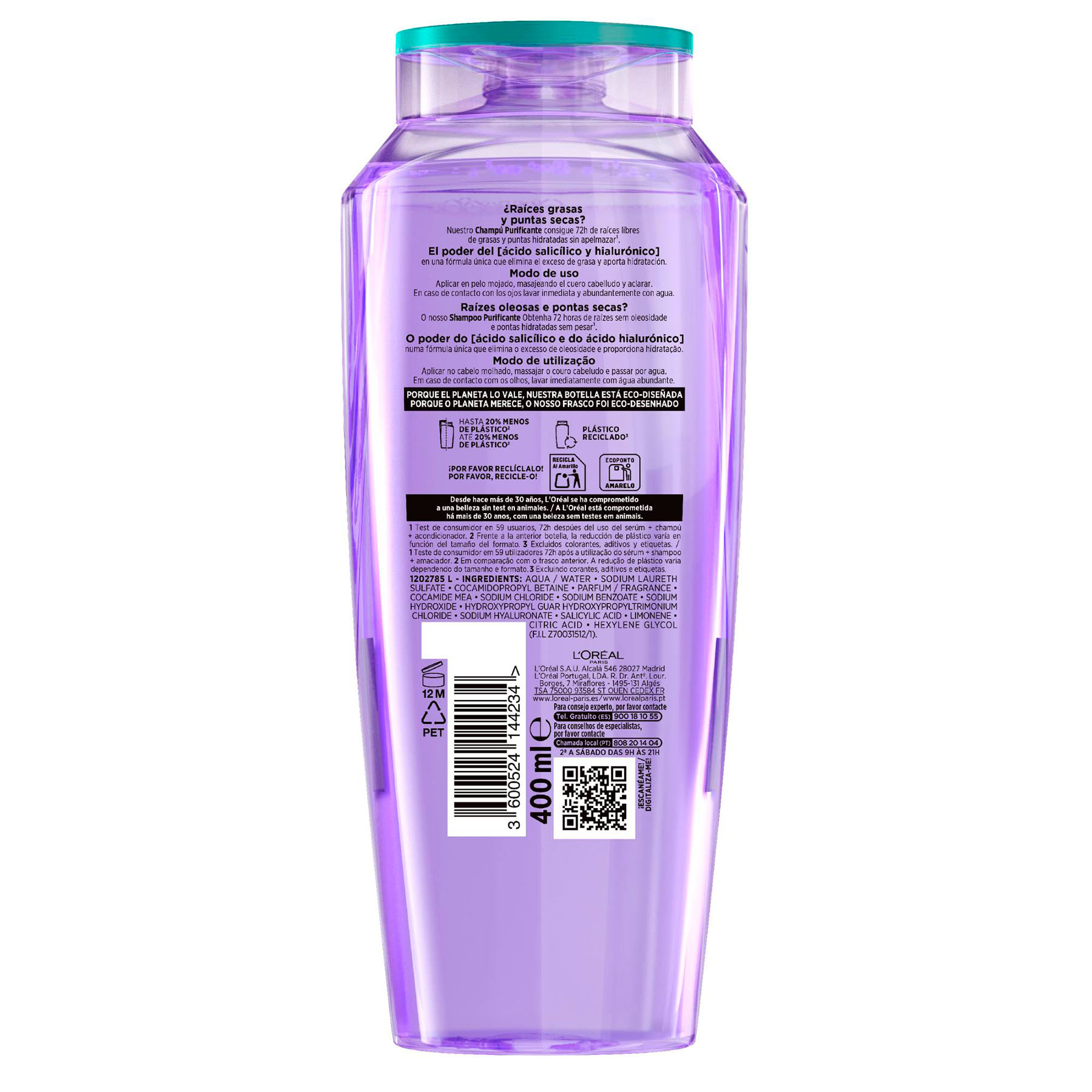Champú hialuronico pure Elvive 400ml